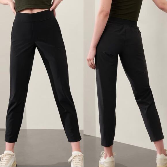 Athleta Brooklyn Mid-Rise Lightweight Athleisure Pull On Ankle Pant Black Size 6 - Picture 1 of 16